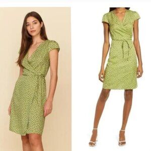 Reformation “Zena” Jesse Green Floral Print Wrap Dress